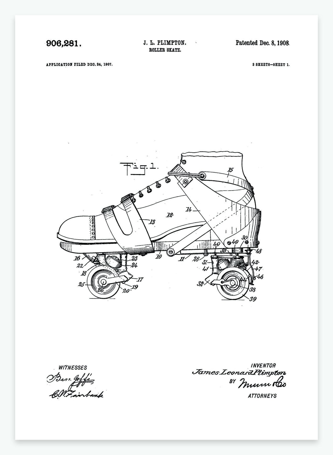 Fed patentplakat af rulleskøjte | Plakat 80er freaken |